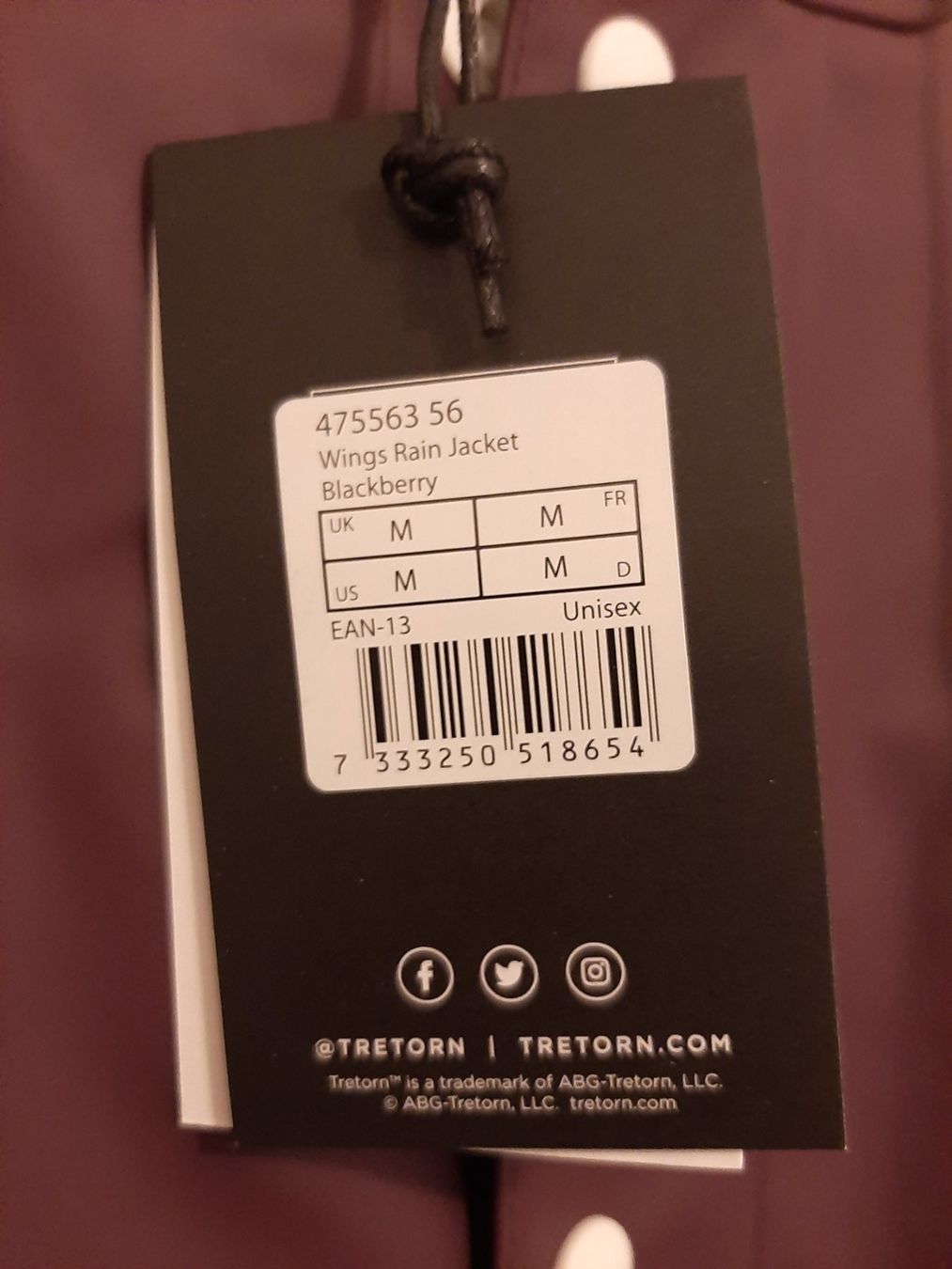 Giacche: Regenjacke Tretorn Wings (M) – Nuovo e nell'imballaggio originale da Zürich venduto da Rietere 1