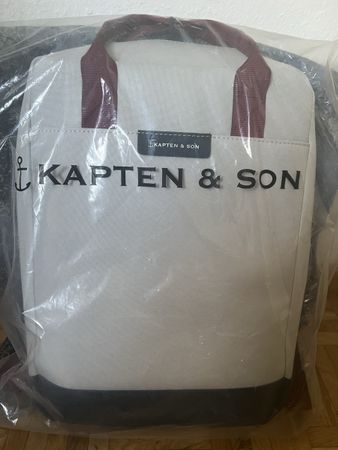Kapten & Son Bag White Burgundy Handles Newest 