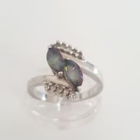 Vintage Silberring mit Mystic Quarz und Zirkonia, Gr. 19 mm