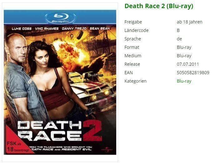 Tutti i DVDs: Death Race 2 (Blu-ray) – Usato da Buchrain venduto da Sssschaller