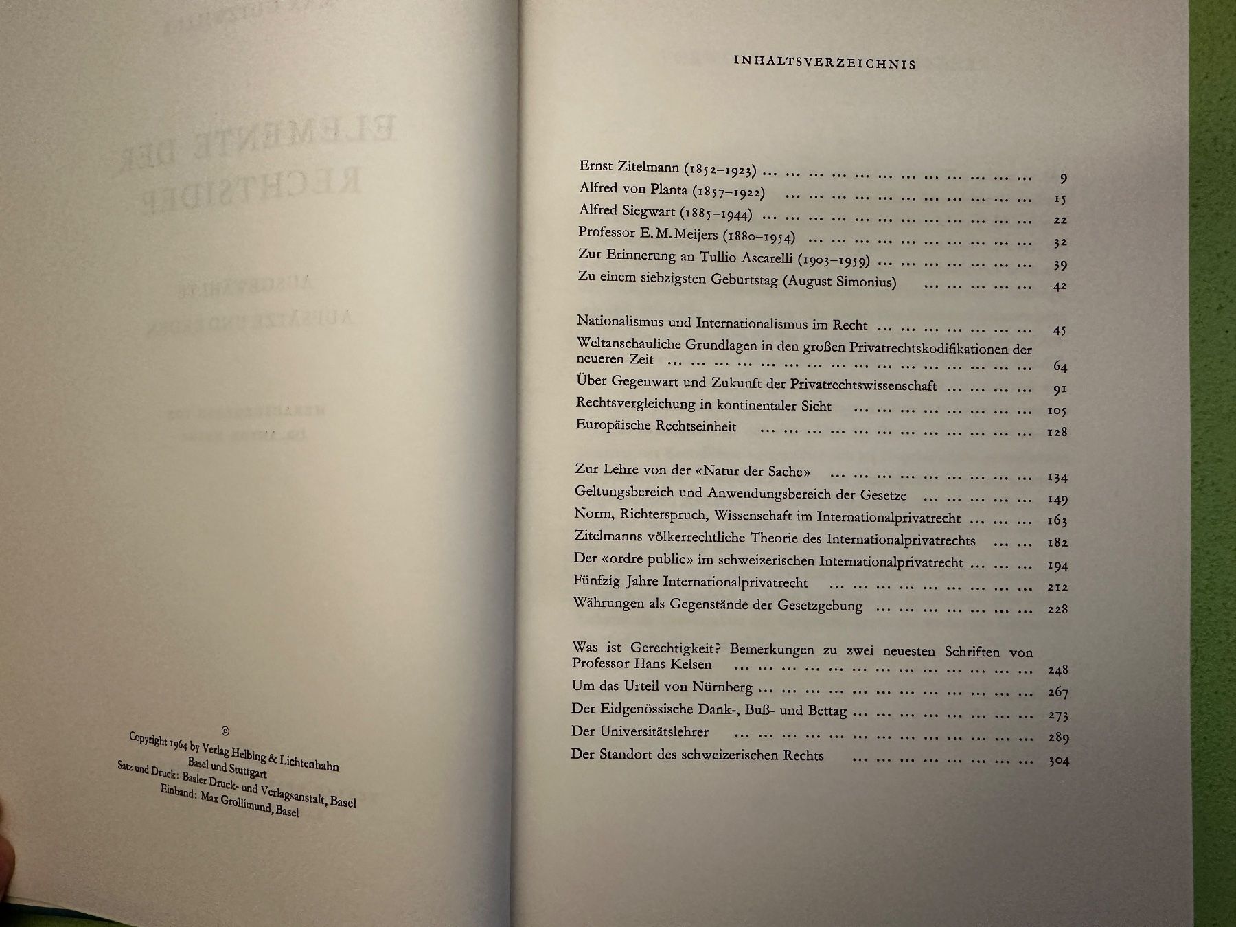 Libri: Max Gutzwiller: Elemente der Rechtsidee. 1964 – Usato da Zürich venduto da allp 2