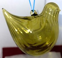 Exklusiver Vogel aus Glas, gelb Deko für den Tannenbaum!