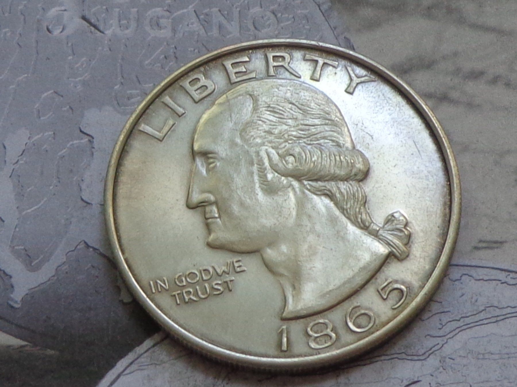 Tutti le monete: USA 1 Dollar 1865 "Washington"  FAC SIMILE - Curiosité !! – Usato da Pully venduto da UCA01 1