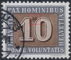 10 Rp. PAX - ABART grosser Farbfleck oben zwischen der 10