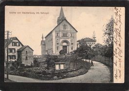 Reichenburg SZ , Kirche , Gasthaus Hirschen , gel. 1917
