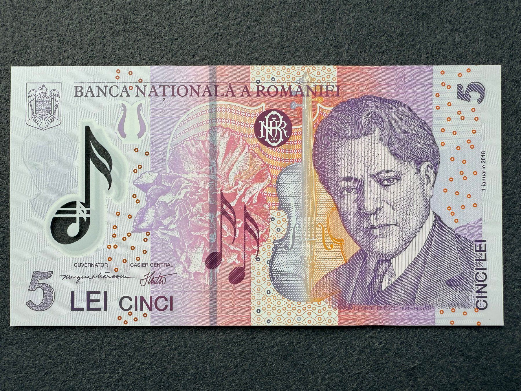 Banconote: Romania - Rumänien - 5 Lei UNC – Nuovo e nell'imballaggio originale da Pfäffikon SZ venduto da Sieben77