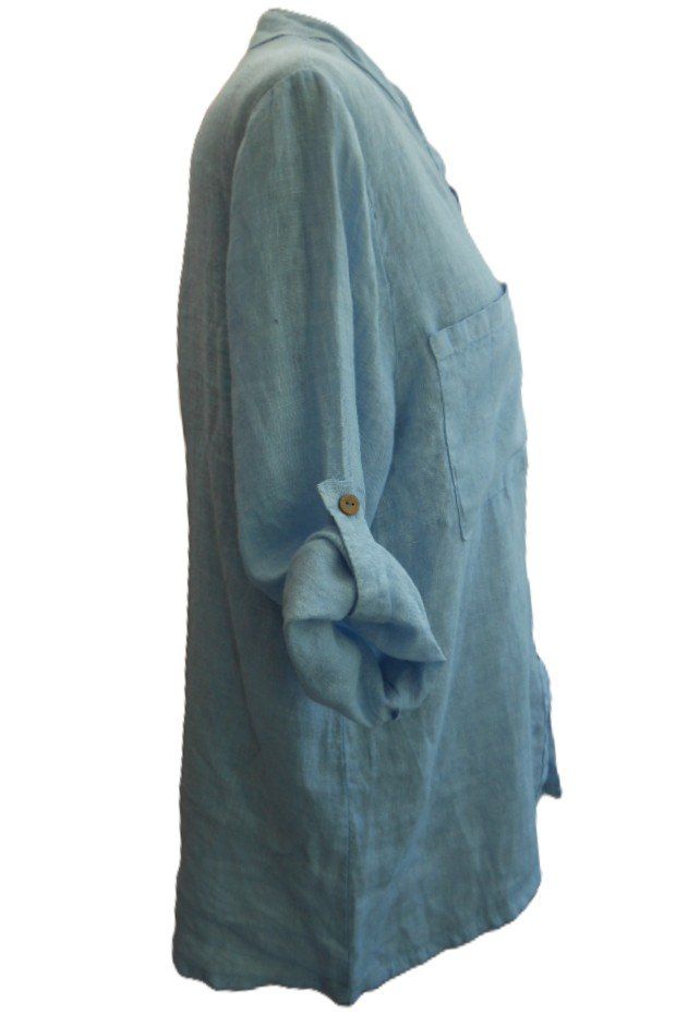 Camicette: ca. Gr. 40 42 LEINENBLUSE hellblau  s.Masse – Usato da Basel venduto da frausommerwind 2