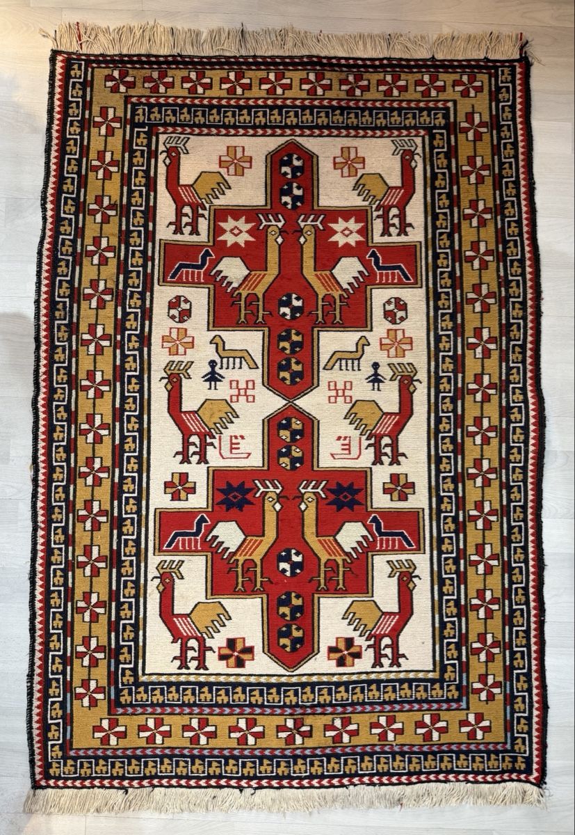 Kelim Tappeti: Kelim,Handgewebter Teppich 96x147 – Usato da Büron venduto da Filadefia-888