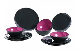 GIMEX - Set de vaisselle en mélamine 12 pièces - gris/rose