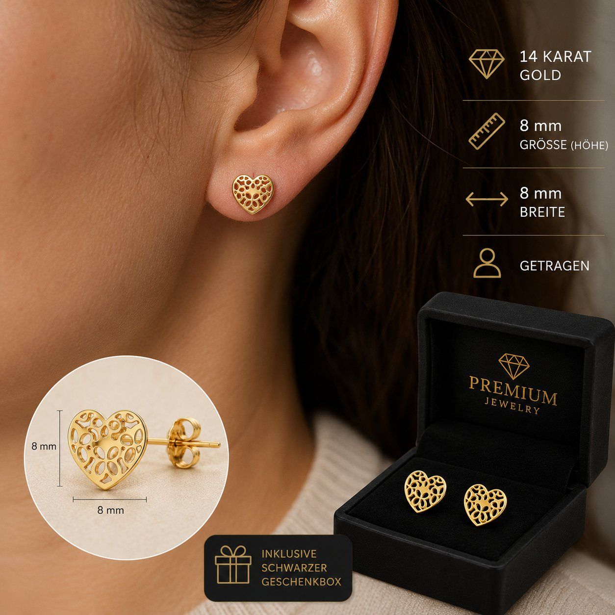 Boucles d'oreille: Ohrstecker 14karat Gold – Neuf avec emballage d'origine à Hemmental par Goldwelt 2