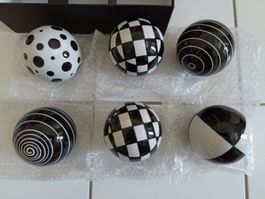 Dekokugeln schwarz-weiss gemustert Set 6 Stk. neu