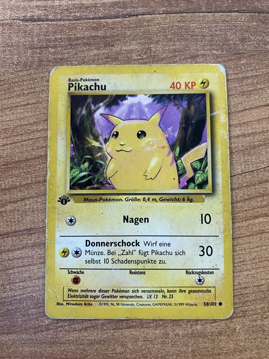 Pokémon Carte collezionabili: 1999 Pokemon 1st Edition Pikachu #58/102 – Usato da Rossemaison venduto da Carduelis