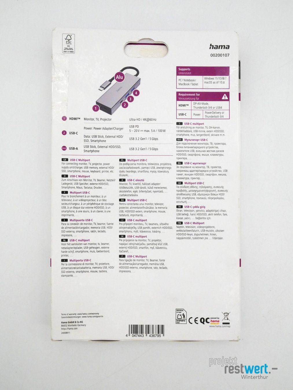 Hama Unità & Adattatore: HAMA USB-C-Multiport Adapter mit HDMI, 200107 – Nuovo (secondo la descrizione) da Winterthur venduto da Restwert_Winterthur 5