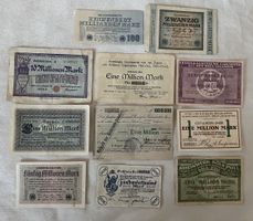 Lot von 11x Historische Notgeld & Inflationsbanknoten Deutsc