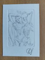 Exlibris Oskar Schroth - Orig. Radierung Erotik Tod
