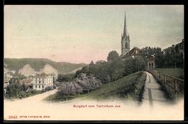 AK Burgdorf, Teilansicht vom Technikum mit Kirche