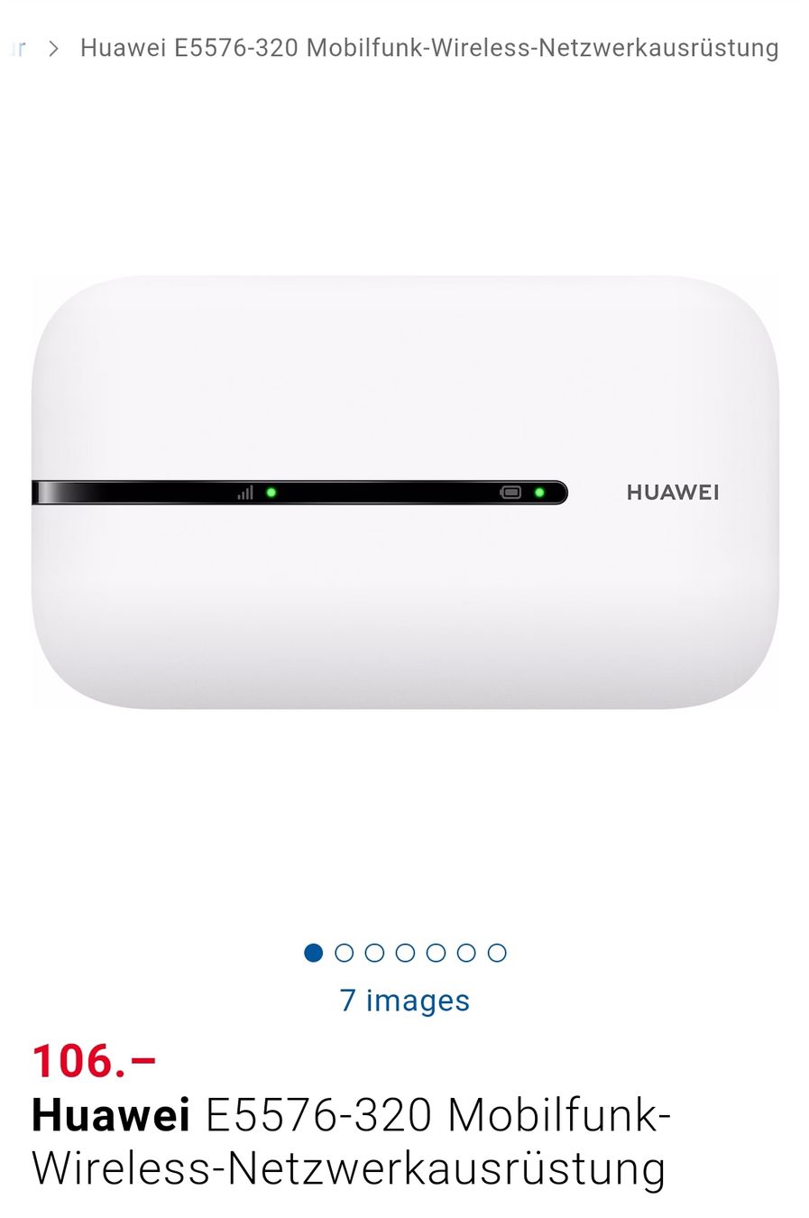 Huawei Modems & Router: Routeur à Carte SIM 4G Huawei E5576-320 – Gebraucht aus Gland von Electr0ventes
