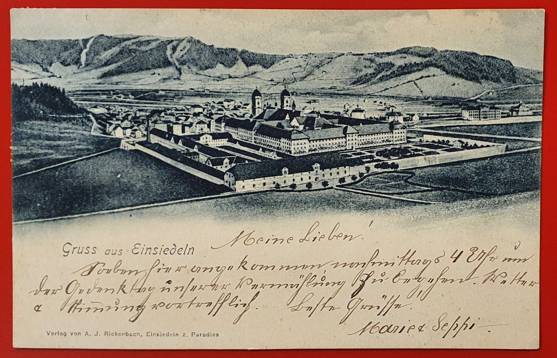 Cartoline postali: Gruss aus Einsiedeln 1900, mit UPU – Usato da Kreuzlingen venduto da Rschweiz1
