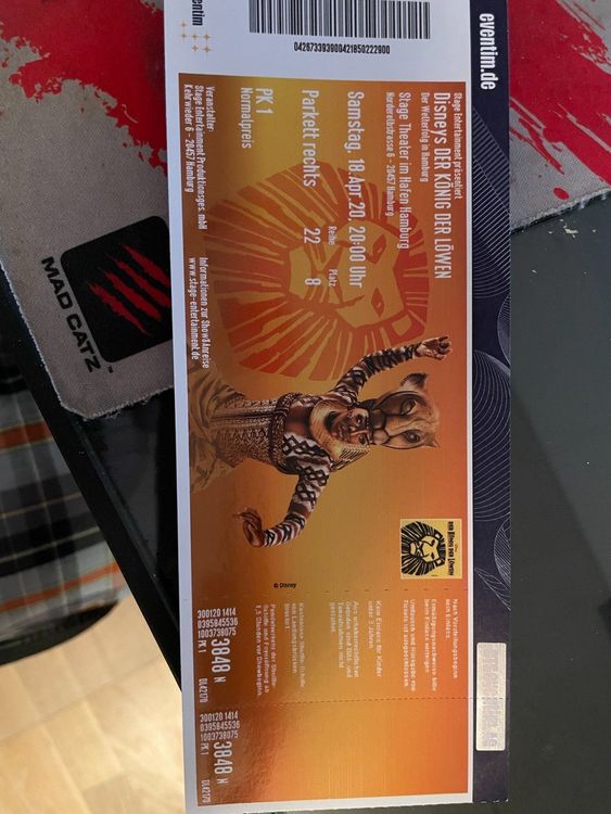 2 Tickets für "Der König der Löwen" (Neu (gemäss Beschreibung)) in