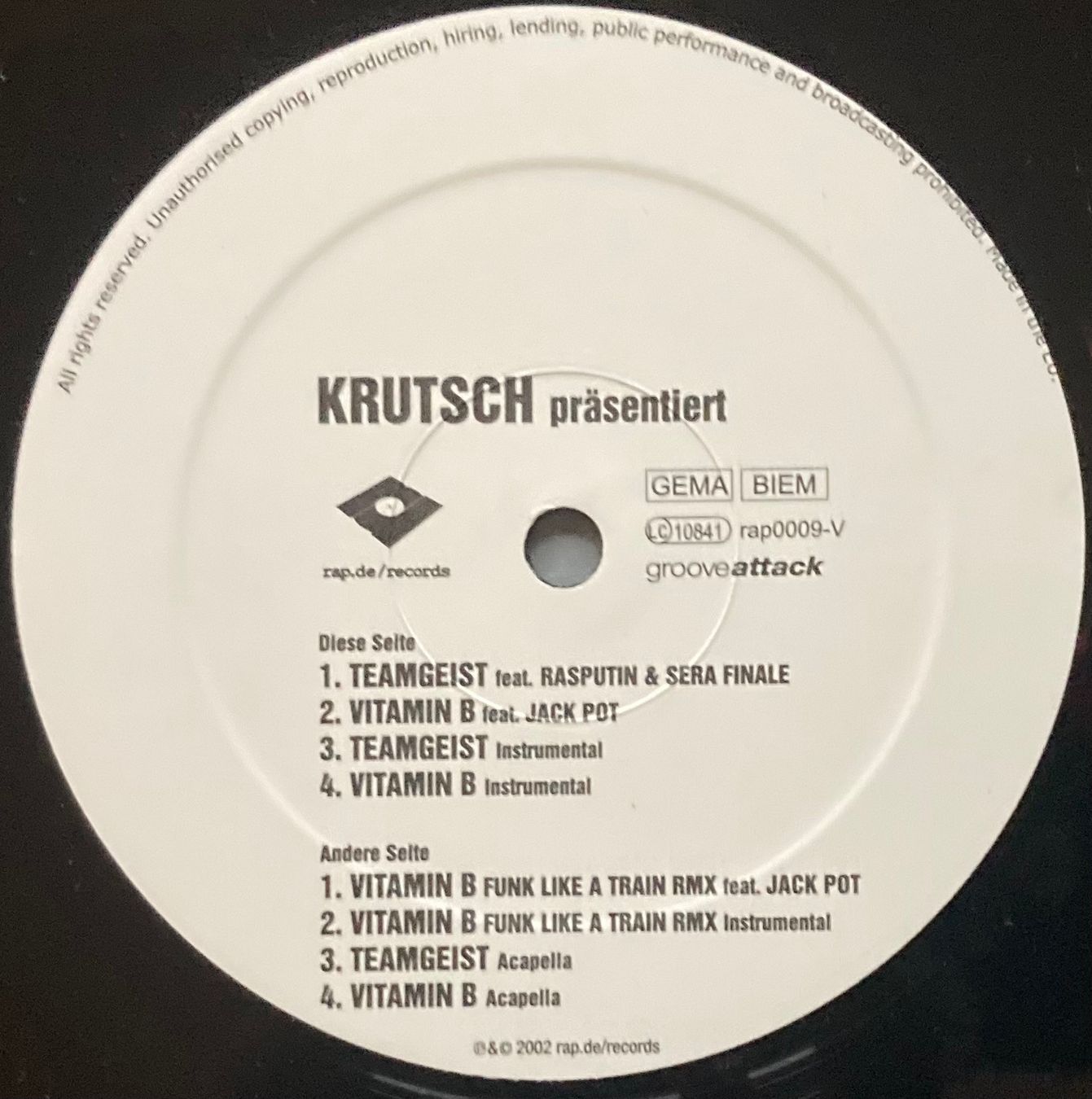Schallplatten: KRUTSCH - TEAMGEIST / VITAMINE B – Gebraucht aus Poliez-Pittet von Newtown-Records 2