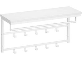 Wandgarderobe mit Ablage, Wandregal + 10 Haken und Stangen