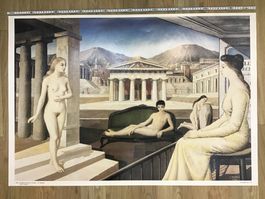 Poster mit Frauenfiguren und antiker Architektur von Dell...
