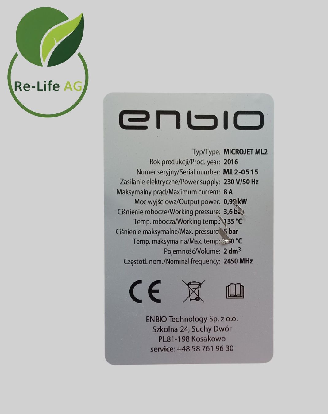 Tutte le macchine: Enbio Microjet ML2 Media Autoclave – Usato da Reinach BL venduto da Re-LifeAG_Labor 9
