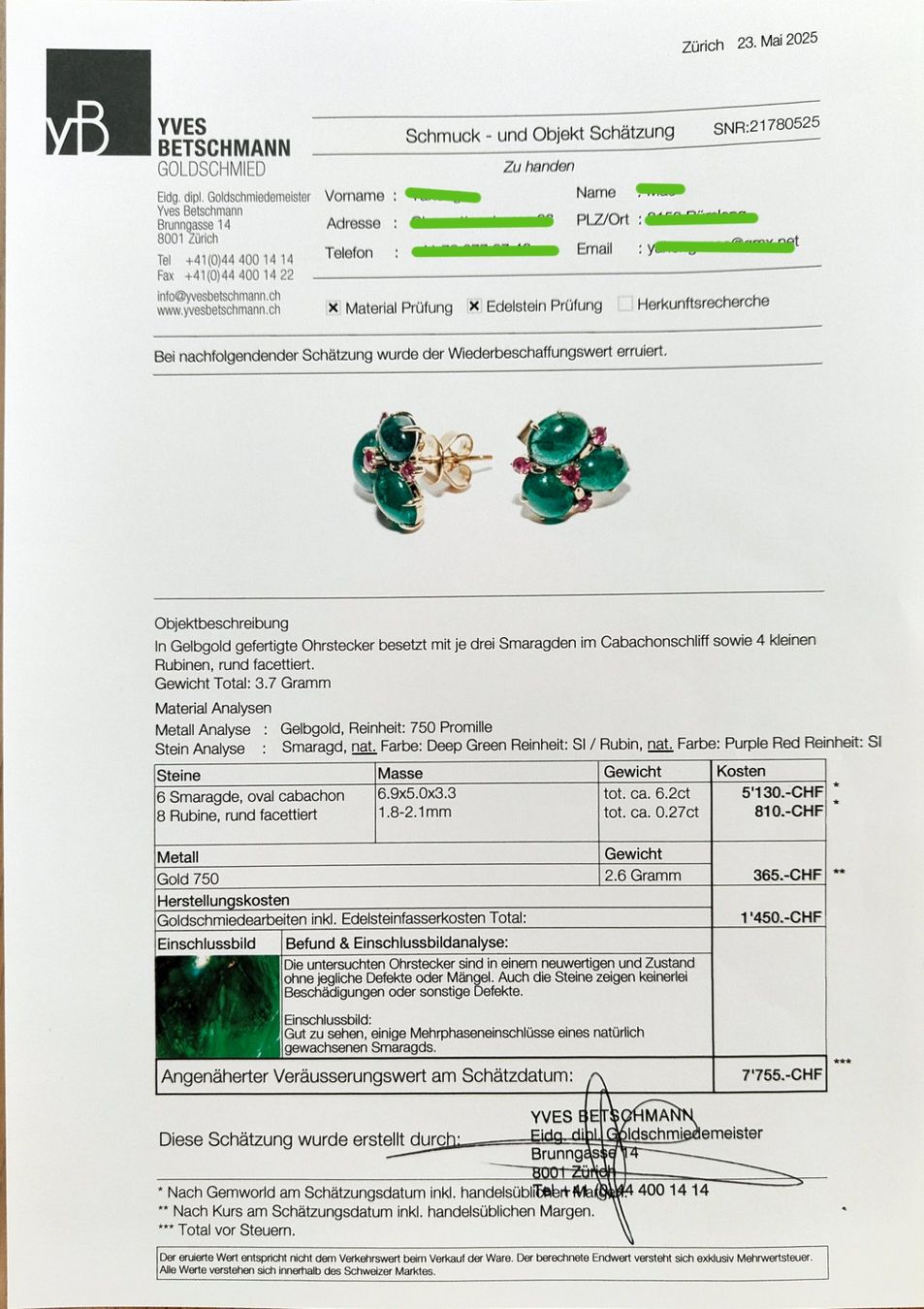 Orecchini pendenti & Orecchini a lobo: Smaragd und Rubin Ohrstecker, 18K Gold – Nuovo e nell'imballaggio originale da Rümlang venduto da 21f 5