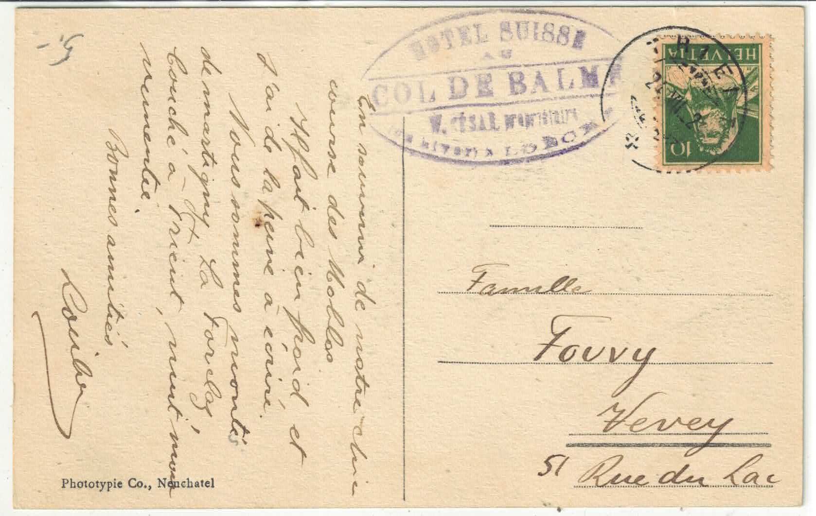 Cartoline postali: Col de Balme - Hotel Suisse - animee – Usato da Ettingen venduto da Kartenplanet 1