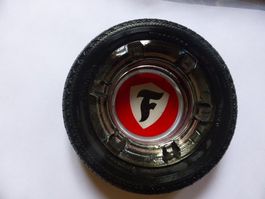 Pratteln,Firestone,antiker Werbe-Aschenbecher,Gummipneu,Glas
