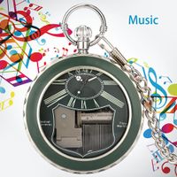 Grüne Taschenuhr mit Musikwerk,  Vintage Look