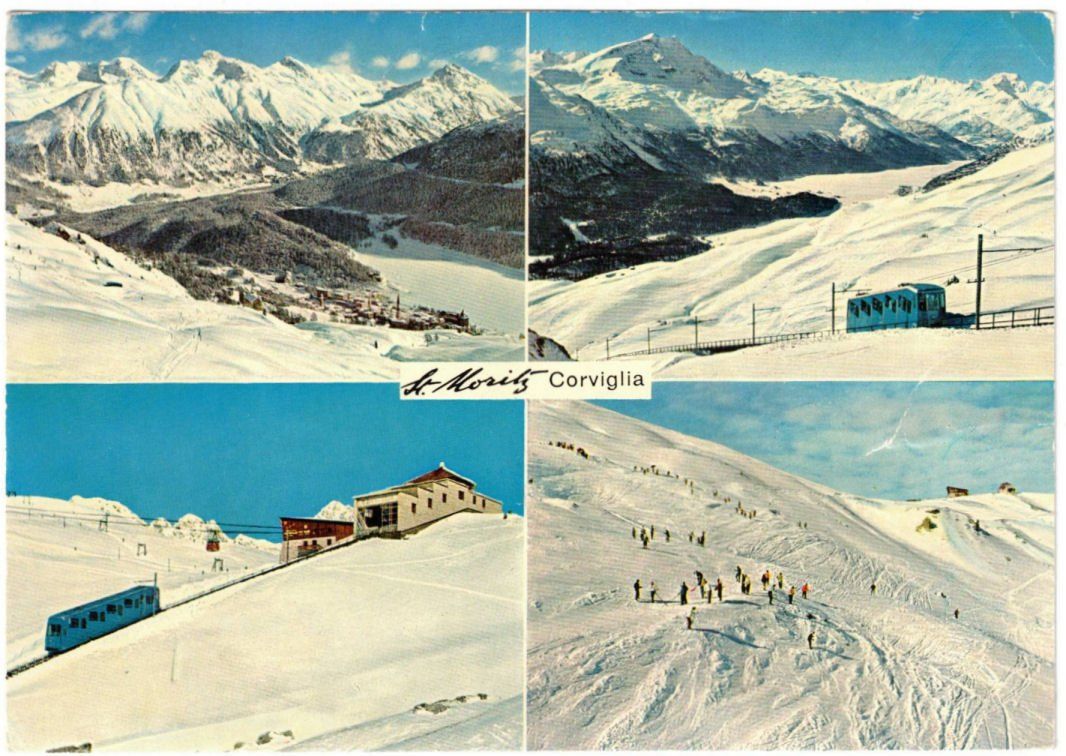 Cartoline postali: St. Moritz - 4 Bild AK Corviglia – Usato da Binningen venduto da Mountainrider