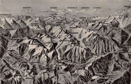 Vogelschau-AK: Sustenpassgegend, um 1915-20