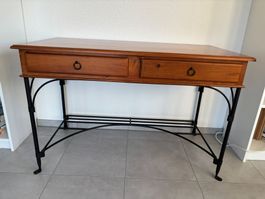 Table console bois et métal avec deux tiroirs (occasion)