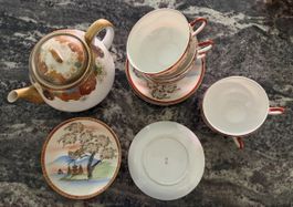 Teekanne mit Tassen und Untertassen Japan vintage 5-teilig