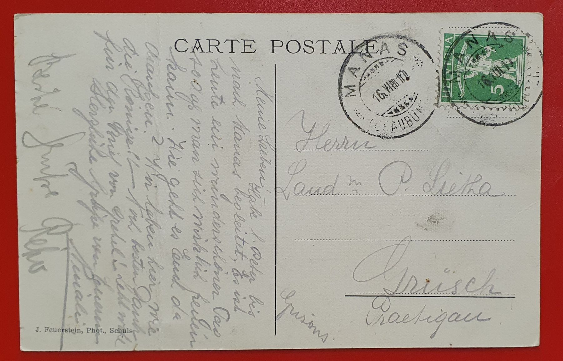 Cartoline postali: Manas 1910 - Restaurant Piz Aurina – Usato da Kreuzlingen venduto da Rschweiz1 1