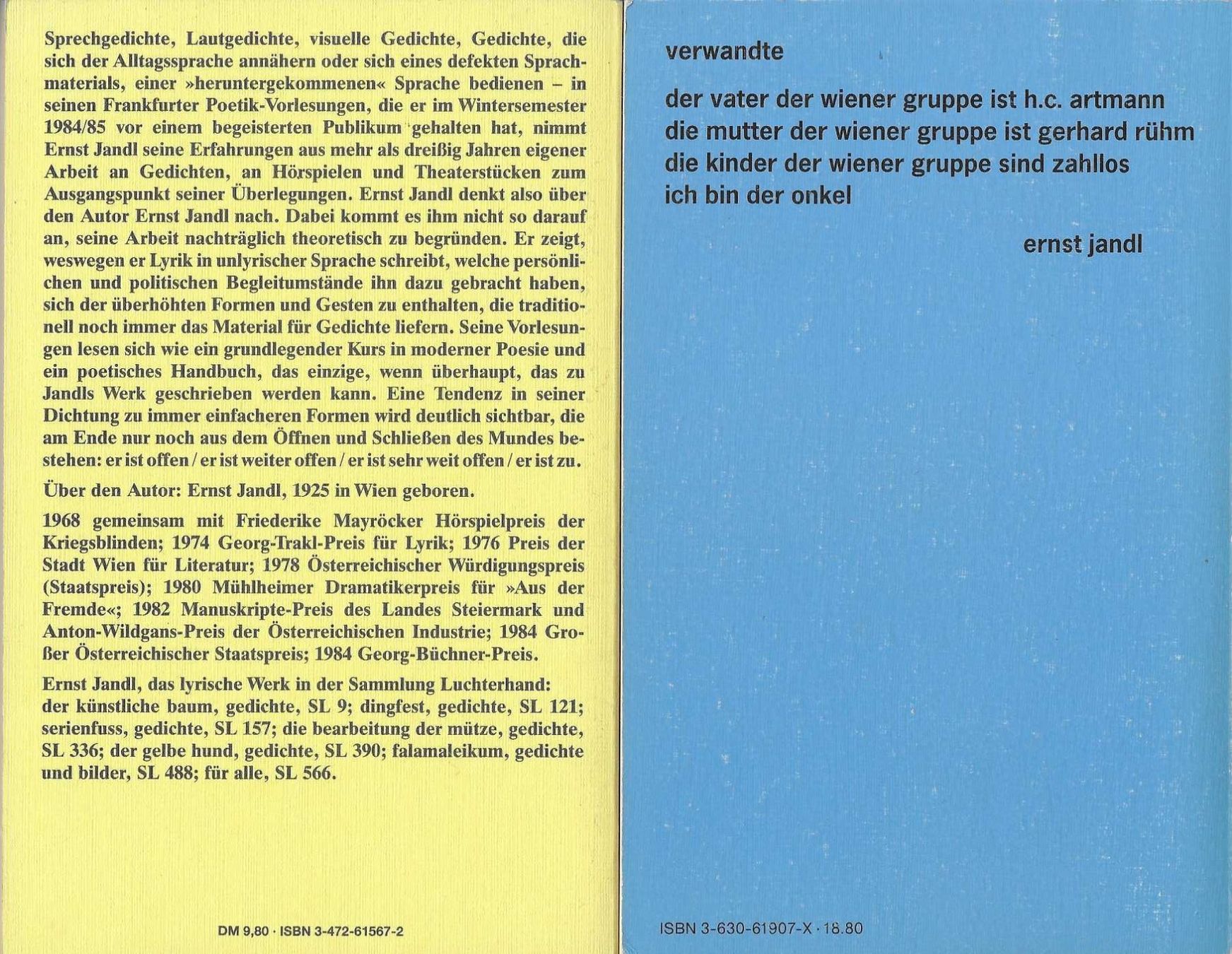 Bücher: Ernst Jandl 2 Bücher – Gebraucht aus Flims - Dorf von Stagediver 1