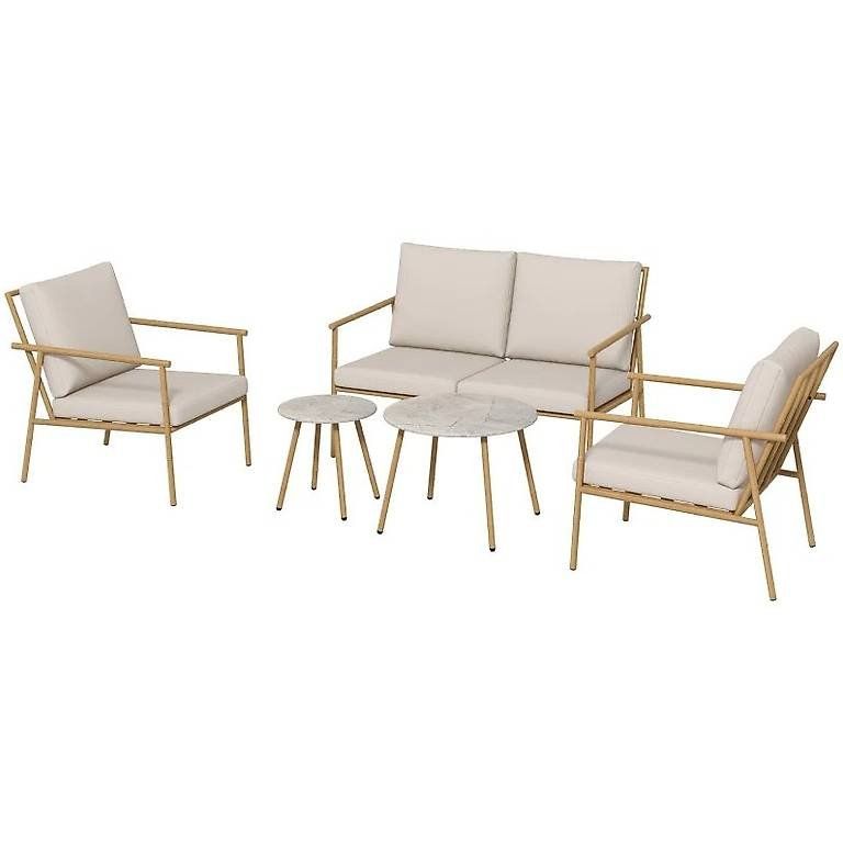 Set di tavolo e panche: Stabiles Gartenmöbel-Set, 5-teilig, Tisch in Marmoroptik – Nuovo e nell'imballaggio originale da Flawil venduto da vivalacasa 1