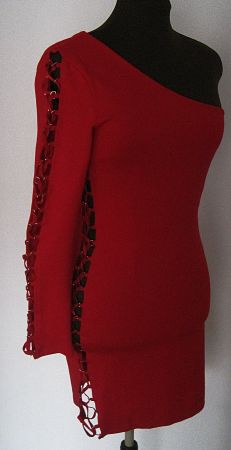 Auffälliges rotes Stretch- Kleid mit Schnürung – Gr. M (41)