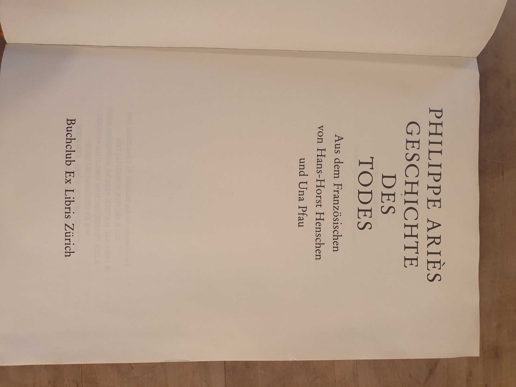 Libri: Geschichte des Todes Philippe Ariés Ex Libris – Usato da Zürich venduto da loosebone 1