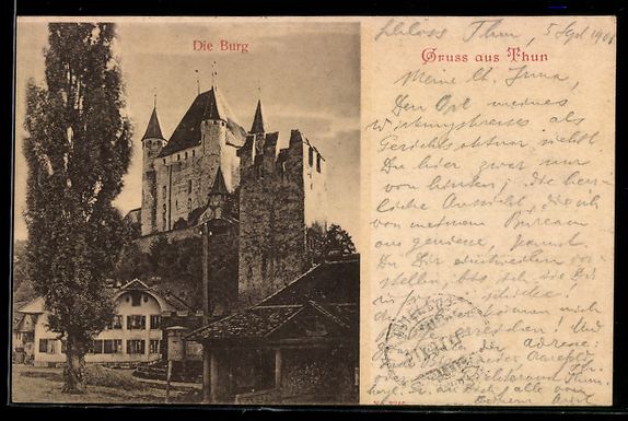 Cartoline postali: AK Thun, Die Burg, 1901 – Usato da Berlin venduto da bartko-reher