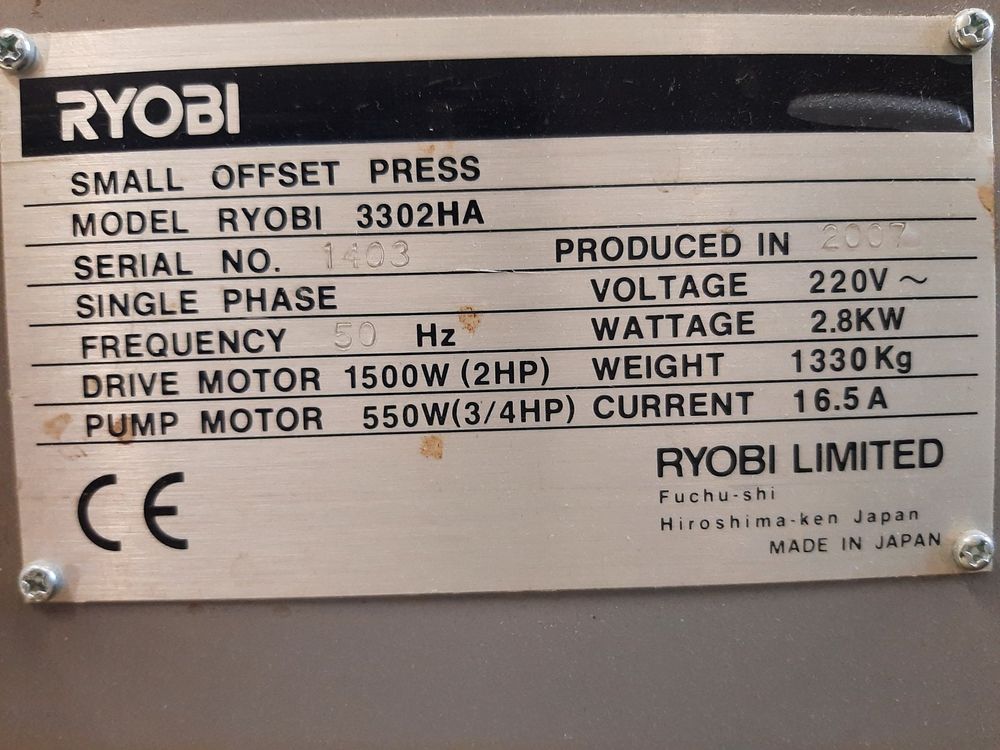 Offsetdruckmaschine "Ryobi 3302 HA" Druckmaschine Druckerei | Kaufen ...