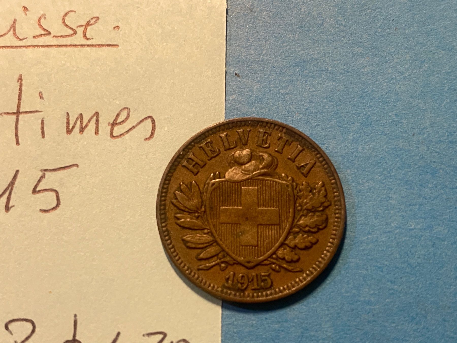 Tutti le monete: SUISSE . 2 CENTIMES 1915 – Usato da genève venduto da GEnumist 1