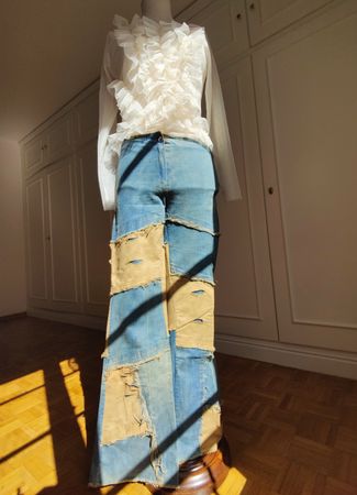 Y2K Distressed Patchwork Flared Jeans Stretchy