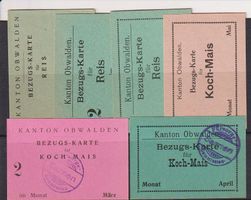 Posten Obwalden, Lebensmittelkarte 1918, Rationsmarken Schwe
