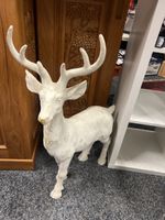 Deko Hirsch, stehend, weiss, 80cm hoch, Winter Deko🦌