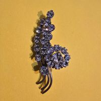 Vintage Brosche Strauss Strass Kristall 50er Rhodiniert