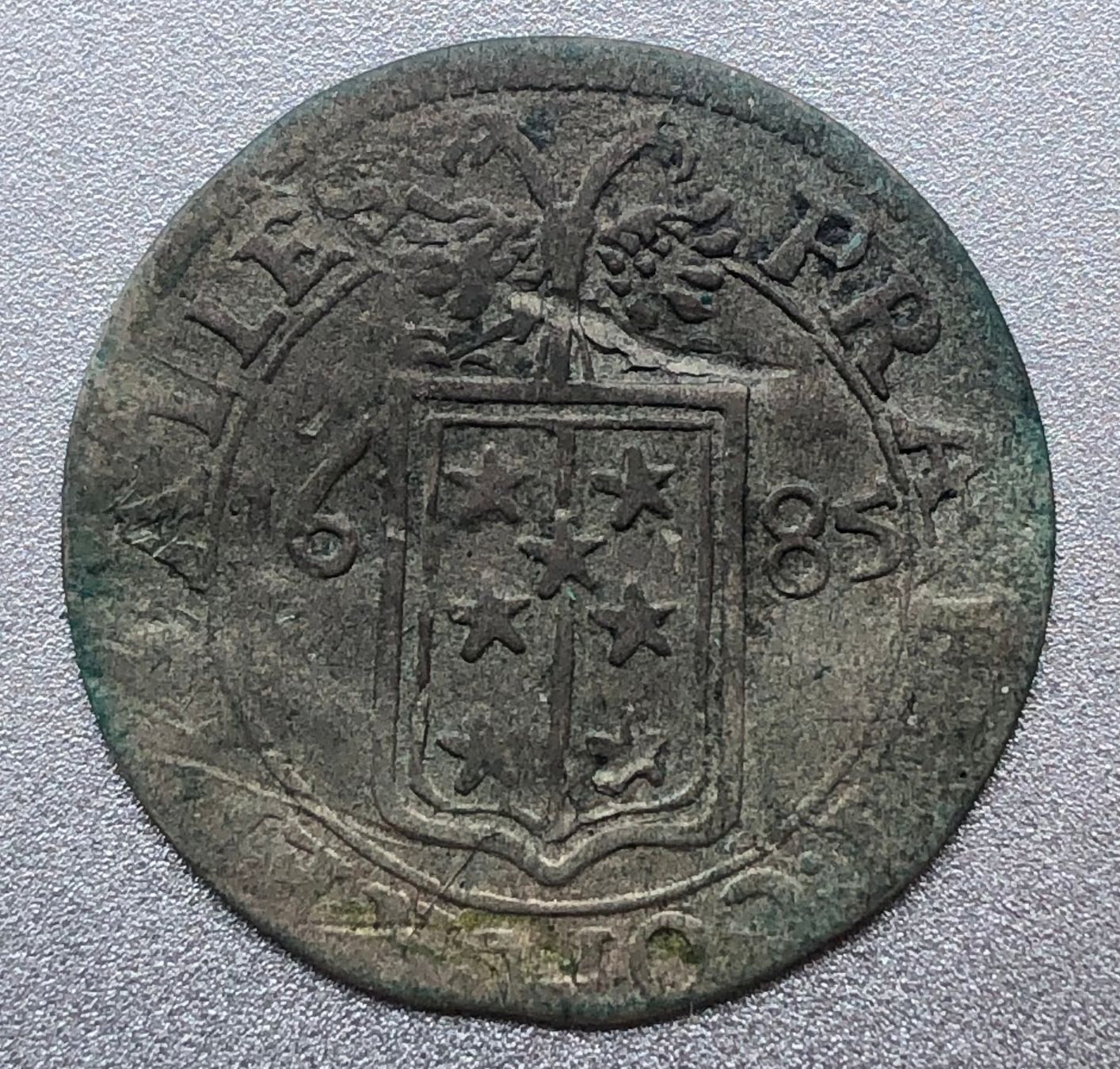 Tutti le monete: Batzen 1685 Wallis, Adrian V. von Riedmatten – Usato da Fribourg venduto da Waldzeichen 7