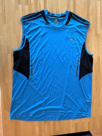 Shirt - ADIDAS blau Gr. 2XL/XXL - Sportshirt ärmellos Top