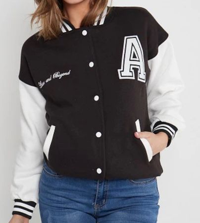 Nr 31  Baseballjacke above & Beyond L Schwarz weiss trendy